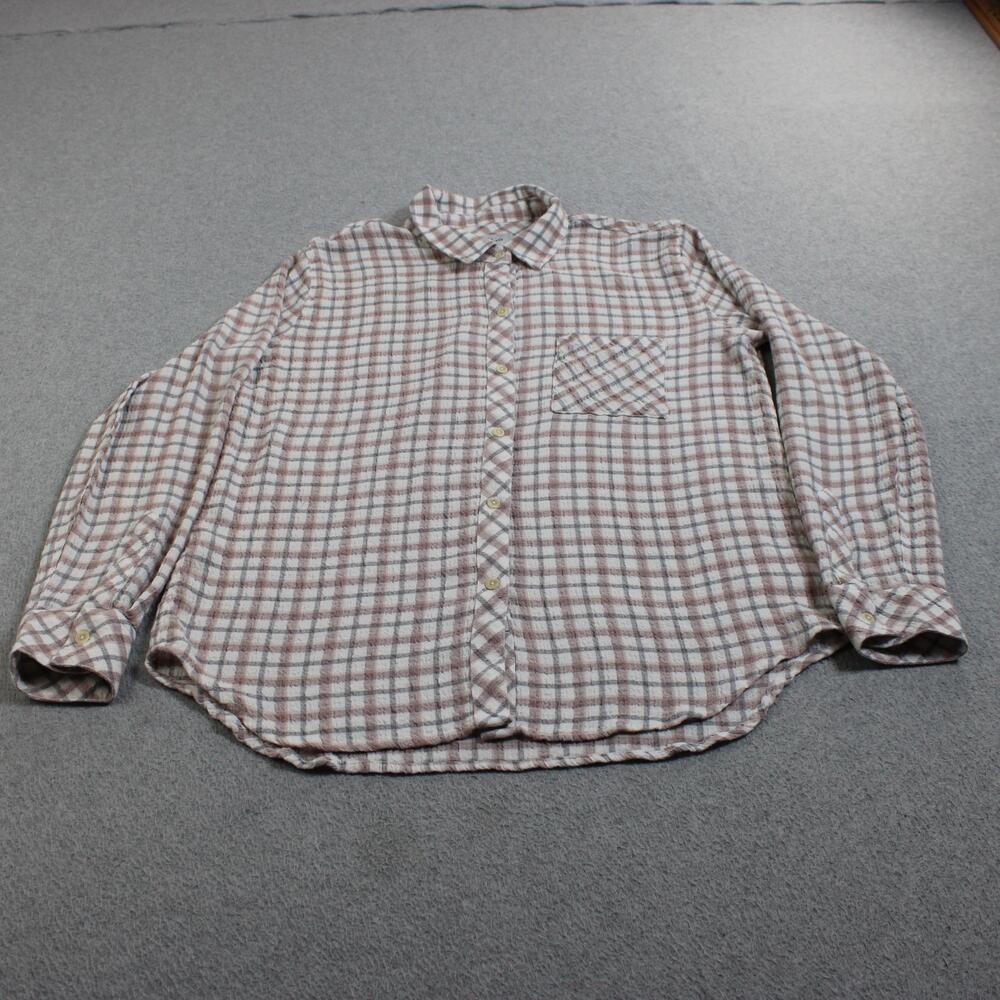 Rails Shirt Women Medium Pink Plaid Brady Button Shacket Long Sleeve Lightweight